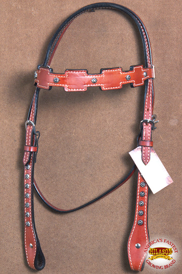 Western Horse Headstall Tack Bridle American Leather Mahogany Hilason